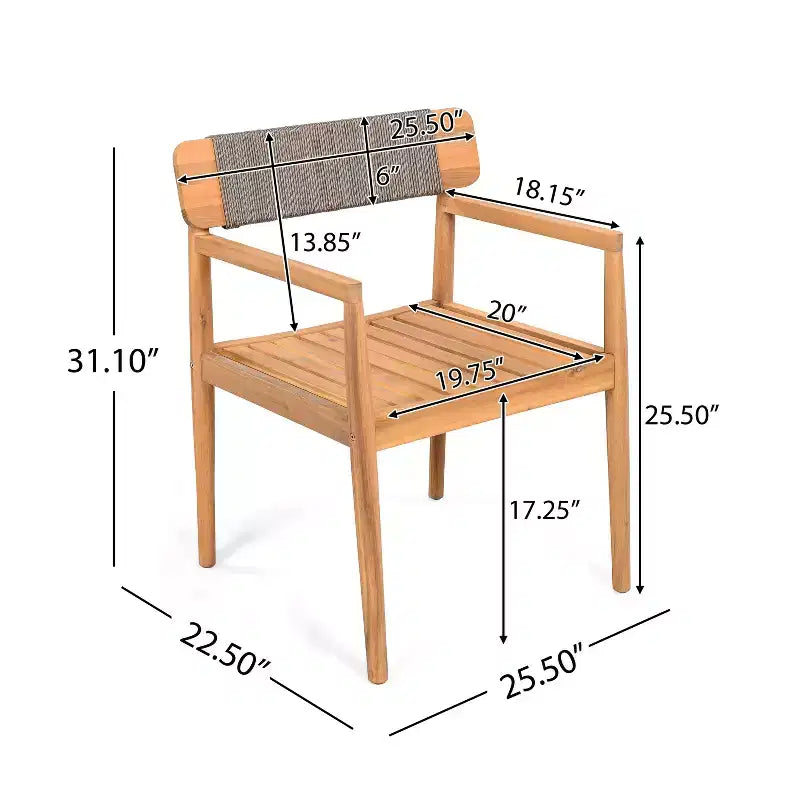 Christopher Knight Home Sett, ensemble de salle à manger d'extérieur rustique 5 pièces en bois d'acacia