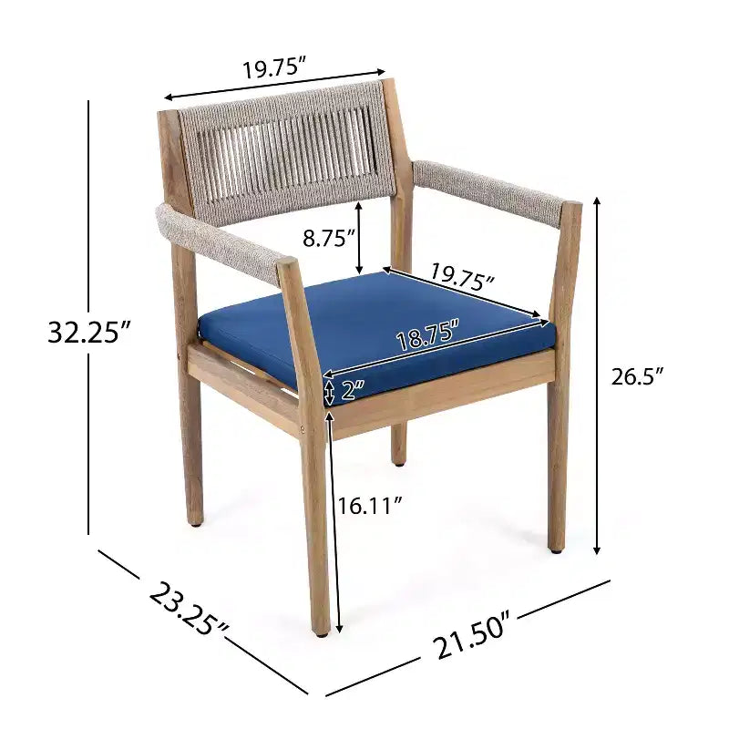 Christopher Knight Home Sivir Ensemble de salle à manger d'extérieur moderne de 5 pièces en bois d'acacia avec coussins