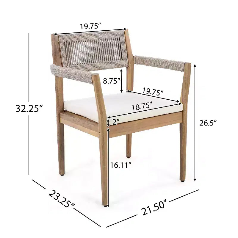 Christopher Knight Home Sivir Ensemble de salle à manger d'extérieur moderne de 5 pièces en bois d'acacia avec coussins