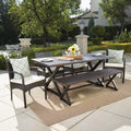 Christopher Knight Home Martinique Outdoor Wicker and Aluminum 6 Piece Dining Set with Bench