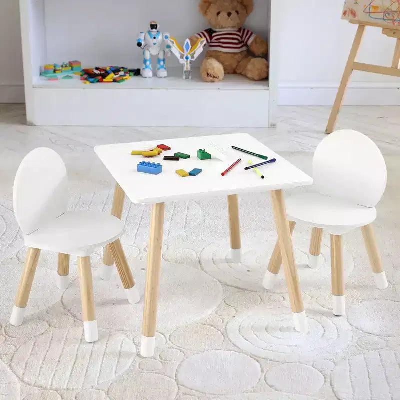 Ensemble Table et 2 Chaises Enfants VEVOR, Table Multi-Activités pour Enfants pour Dessin, Bricolage, Lecture, Apprentissage, 1 Table et 2 Chaises, Blanc