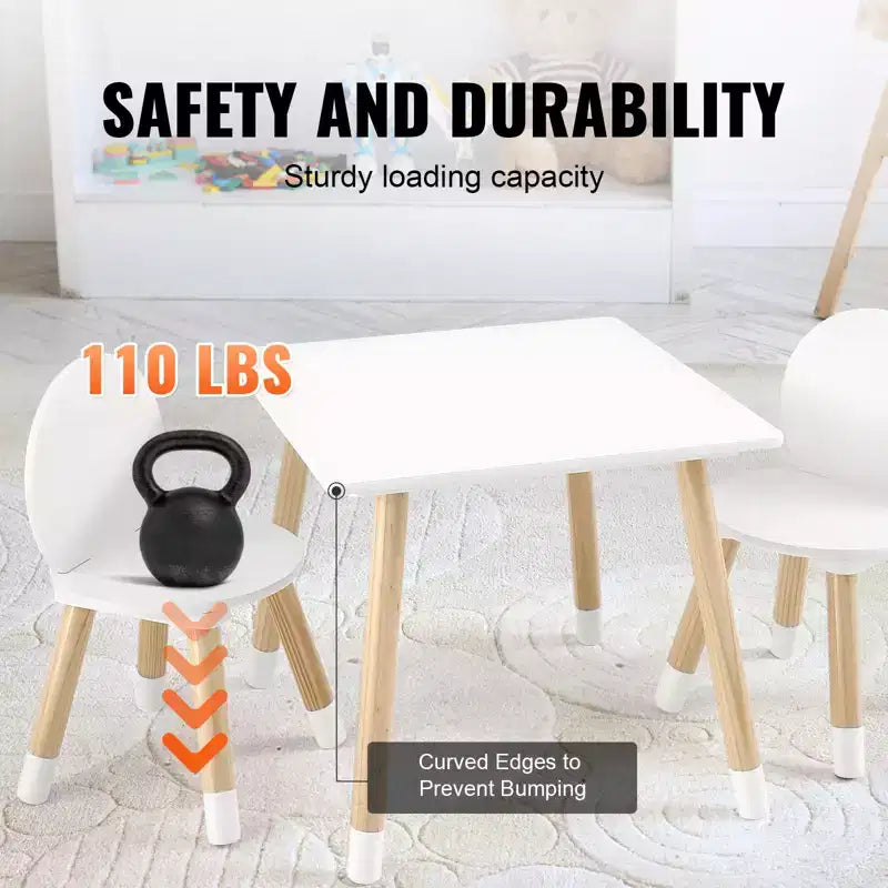Ensemble Table et 2 Chaises Enfants VEVOR, Table Multi-Activités pour Enfants pour Dessin, Bricolage, Lecture, Apprentissage, 1 Table et 2 Chaises, Blanc