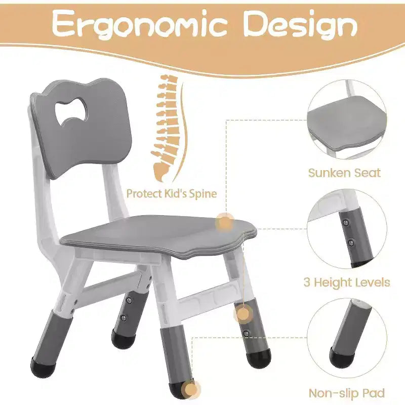 CuisinSmart Ensemble de chaises pour enfants à hauteur réglable, chaises pour tout-petits, garçons et filles de 2 à 6 ans, pour la maison, la famille, la salle de classe, la crèche