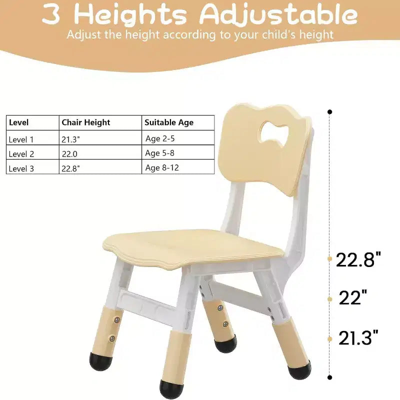 CuisinSmart Ensemble de chaises pour enfants à hauteur réglable, chaises pour tout-petits, garçons et filles de 2 à 6 ans, pour la maison, la famille, la salle de classe, la crèche