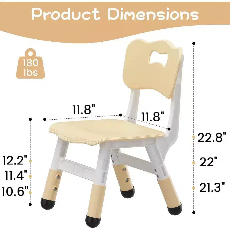 CuisinSmart Ensemble de chaises pour enfants à hauteur réglable, chaises pour tout-petits, garçons et filles de 2 à 6 ans, pour la maison, la famille, la salle de classe, la crèche