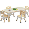 CuisinSmart Kids Table and Chair Set, Height Adjustable Toddler Table and 4 Chairs Set for Ages 2-10, Graffiti Desktop, Non-Slip Legs, Natural