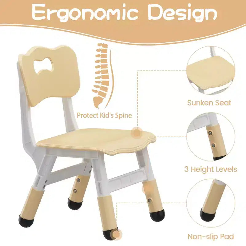 Table et 2 chaises réglables en hauteur pour tout-petits, Ensemble table et chaises pour enfants, Pieds antidérapants, Table d'activités pour enfants pour la maison, la crèche