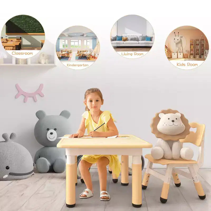 Table et 2 chaises réglables en hauteur pour tout-petits, Ensemble table et chaises pour enfants, Pieds antidérapants, Table d'activités pour enfants pour la maison, la crèche