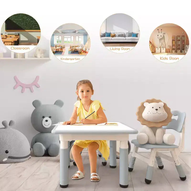 Table et 2 chaises réglables en hauteur pour tout-petits, Ensemble table et chaises pour enfants, Pieds antidérapants, Table d'activités pour enfants pour la maison, la crèche