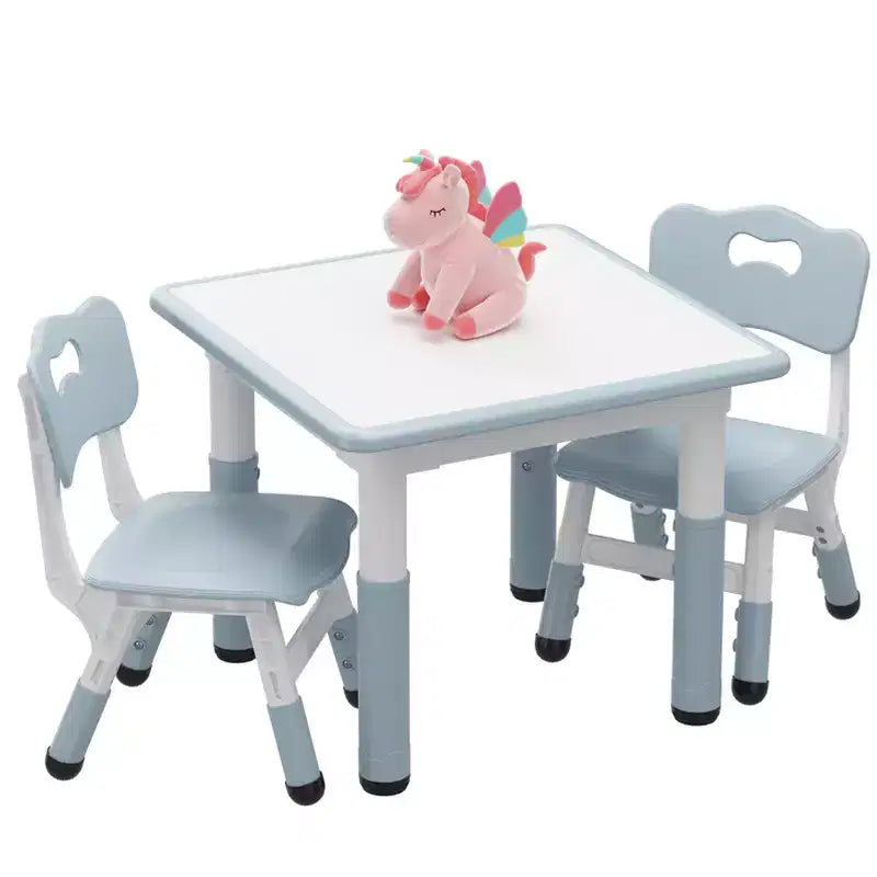 Height Adjustable Toddler Table and 2 Chairs Set, Kids Table and Chairs Set, Non-Slip Legs, Kids Activity Table for Home, Nursery