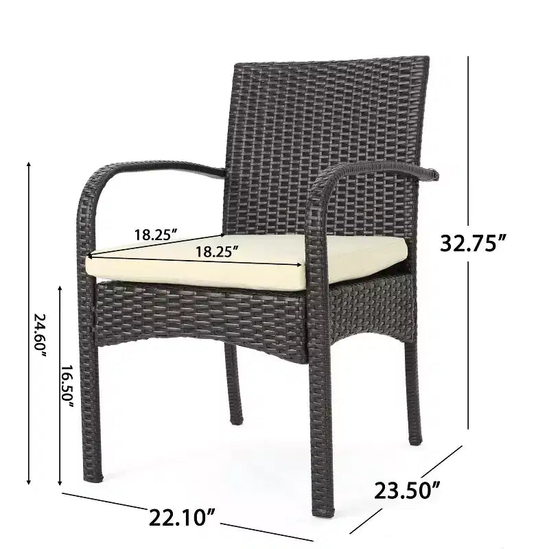 Ensemble de salle à manger d'extérieur 7 pièces Christopher Knight Home Caraga en bois d'acacia et osier avec coussin