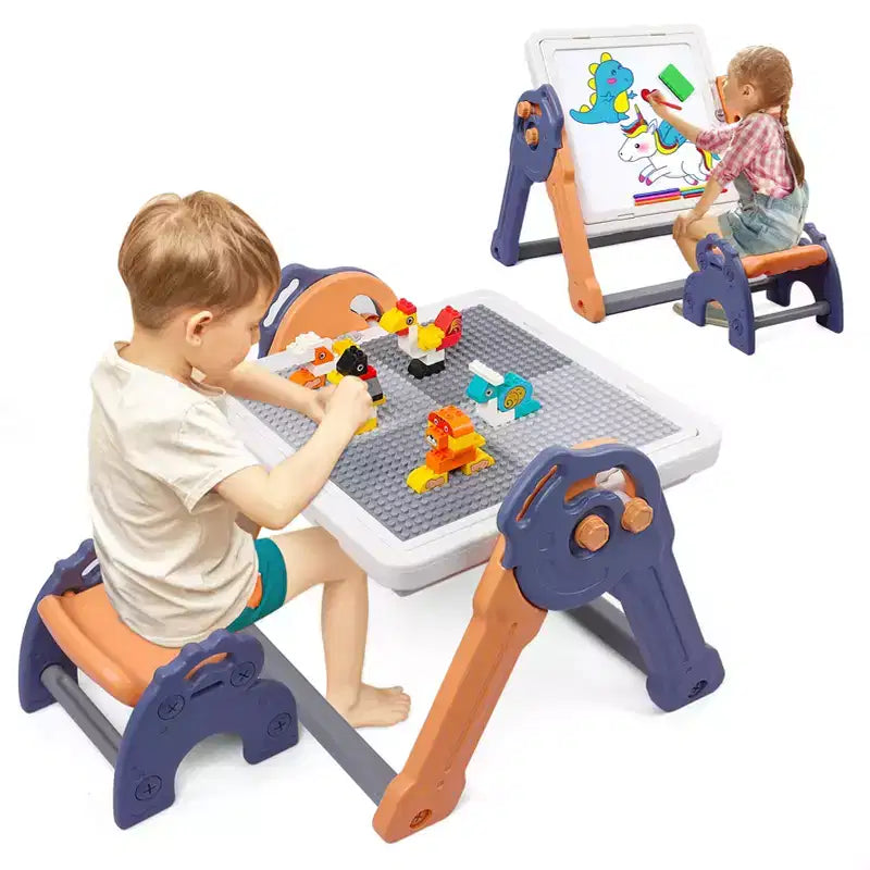 Chevalet pliable pour tout-petits, table de blocs de construction, table à eau/table de cuisine, tableau blanc magnétique effaçable à sec, chevalet d'art pour enfants