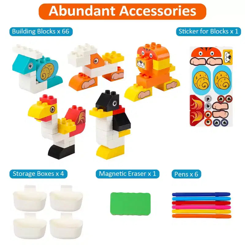 Chevalet pliable pour tout-petits, table de blocs de construction, table à eau/table de cuisine, tableau blanc magnétique effaçable à sec, chevalet d'art pour enfants