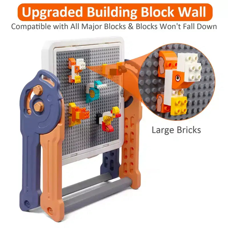 Chevalet pliable pour tout-petits, table de blocs de construction, table à eau/table de cuisine, tableau blanc magnétique effaçable à sec, chevalet d'art pour enfants