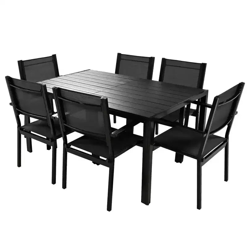 CLIHOME Ensemble de table et chaises d'extérieur en acier 7 pièces, Ensembles de salle à manger de patio pour patio, balcon, arrière-cour