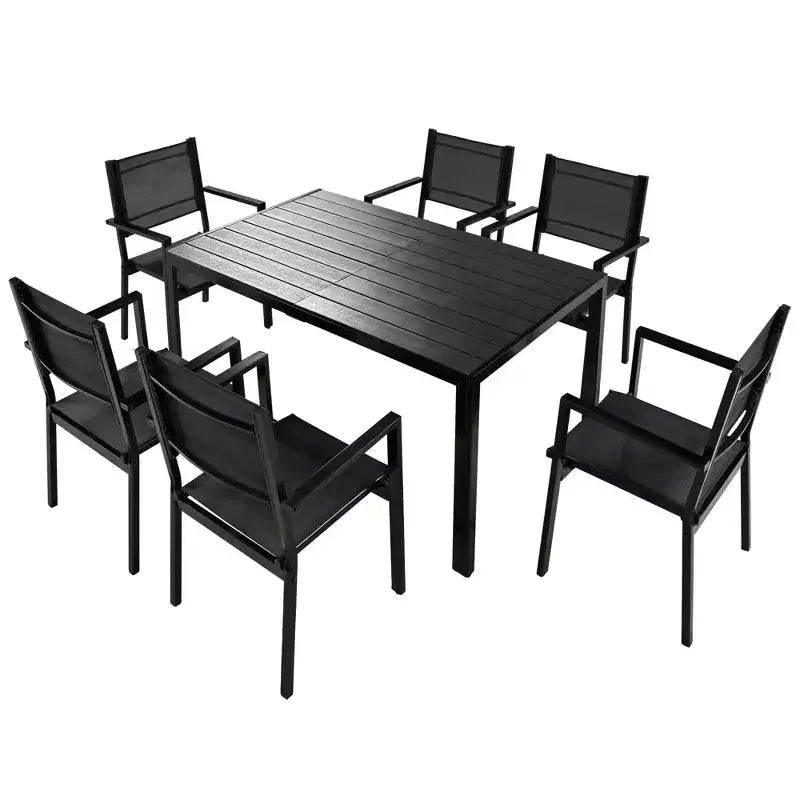 CLIHOME 7 Pieces Steel Outdoor Table and Chair Set, Patio Dining Sets for Patio, Balcony, Backyard