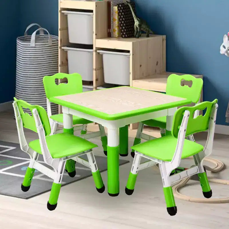 Ensemble Table et Chaises pour Enfants, Bureau Réglable en Hauteur pour Enfants de 2 à 10 Ans, Table d'Activités Manuelles, Pieds Antidérapants, pour Salles de Classe et Garderies