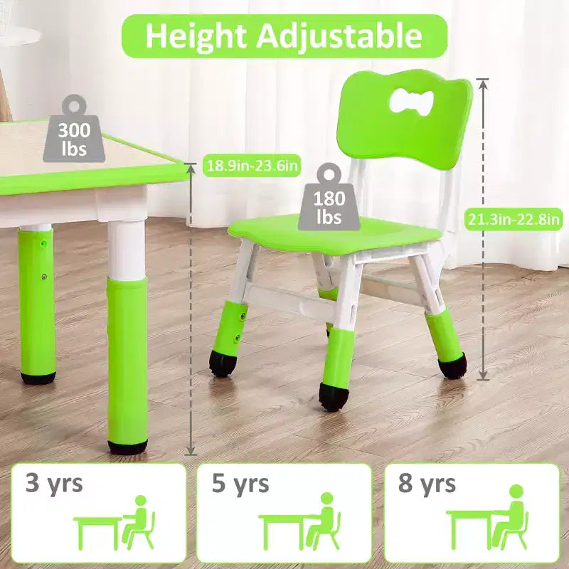 Ensemble Table et Chaises pour Enfants, Bureau Réglable en Hauteur pour Enfants de 2 à 10 Ans, Table d'Activités Manuelles, Pieds Antidérapants, pour Salles de Classe et Garderies