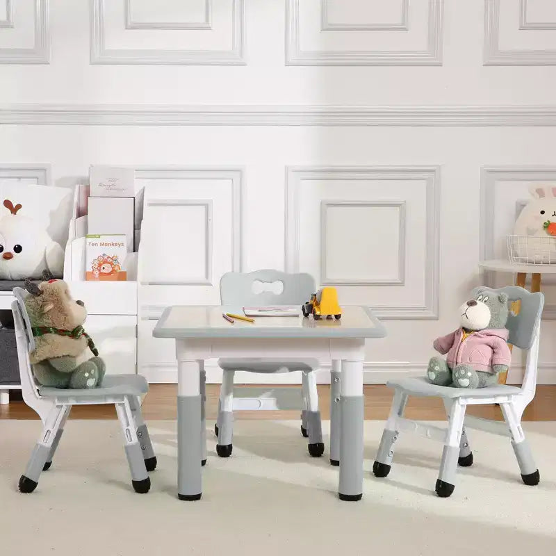 Ensemble Table et Chaises pour Enfants, Bureau Réglable en Hauteur pour Enfants de 2 à 10 Ans, Table d'Activités Manuelles, Pieds Antidérapants, pour Salles de Classe et Garderies