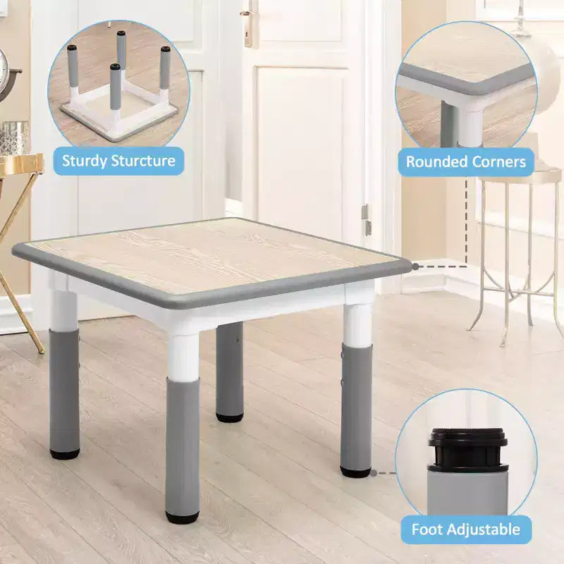 Ensemble Table et Chaises pour Enfants, Bureau Réglable en Hauteur pour Enfants de 2 à 10 Ans, Table d'Activités Manuelles, Pieds Antidérapants, pour Salles de Classe et Garderies