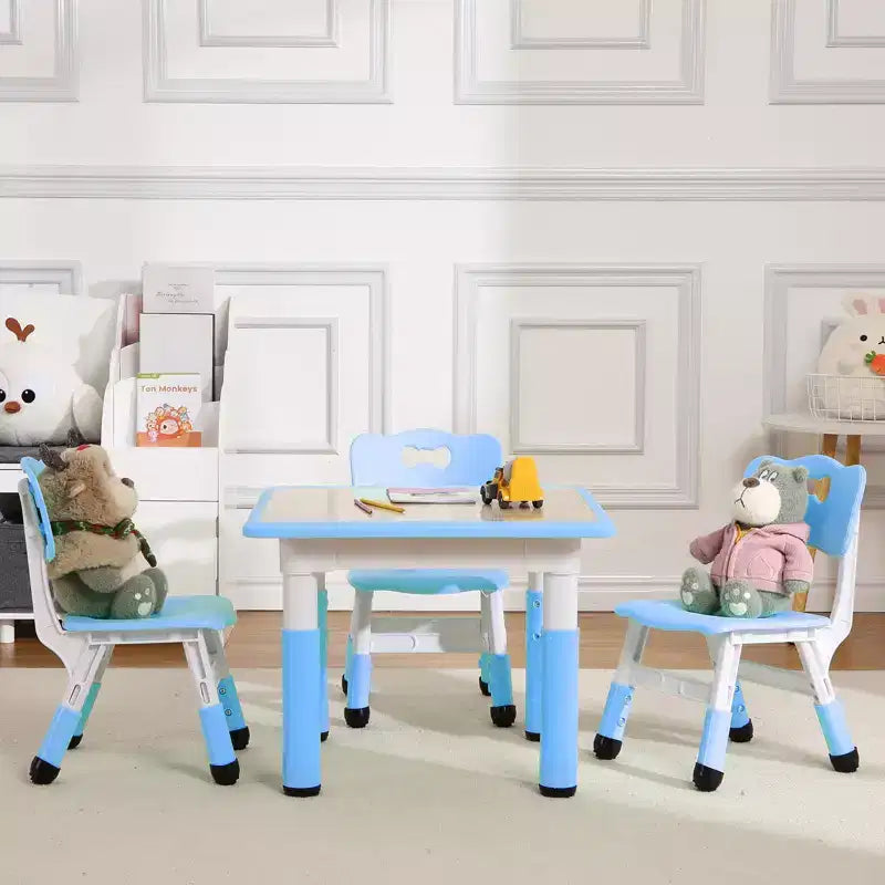 Ensemble Table et Chaises pour Enfants, Bureau Réglable en Hauteur pour Enfants de 2 à 10 Ans, Table d'Activités Manuelles, Pieds Antidérapants, pour Salles de Classe et Garderies