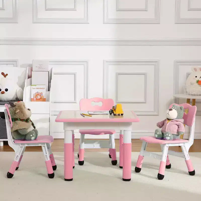 Ensemble Table et Chaises pour Enfants, Bureau Réglable en Hauteur pour Enfants de 2 à 10 Ans, Table d'Activités Manuelles, Pieds Antidérapants, pour Salles de Classe et Garderies