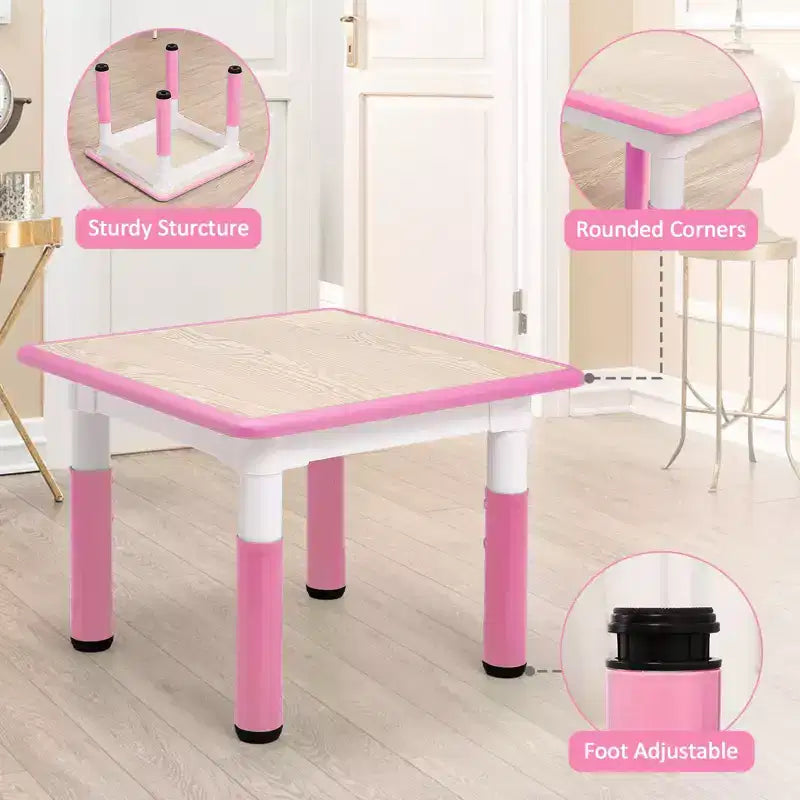 Ensemble Table et Chaises pour Enfants, Bureau Réglable en Hauteur pour Enfants de 2 à 10 Ans, Table d'Activités Manuelles, Pieds Antidérapants, pour Salles de Classe et Garderies