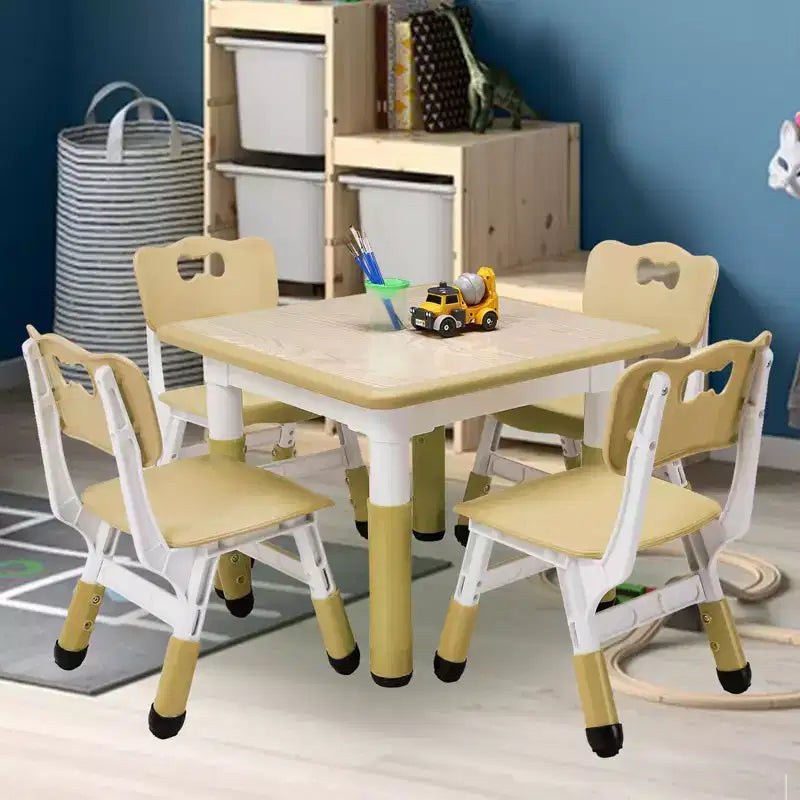 Ensemble Table et Chaises pour Enfants, Bureau Réglable en Hauteur pour Enfants de 2 à 10 Ans, Table d'Activités Manuelles, Pieds Antidérapants, pour Salles de Classe et Garderies