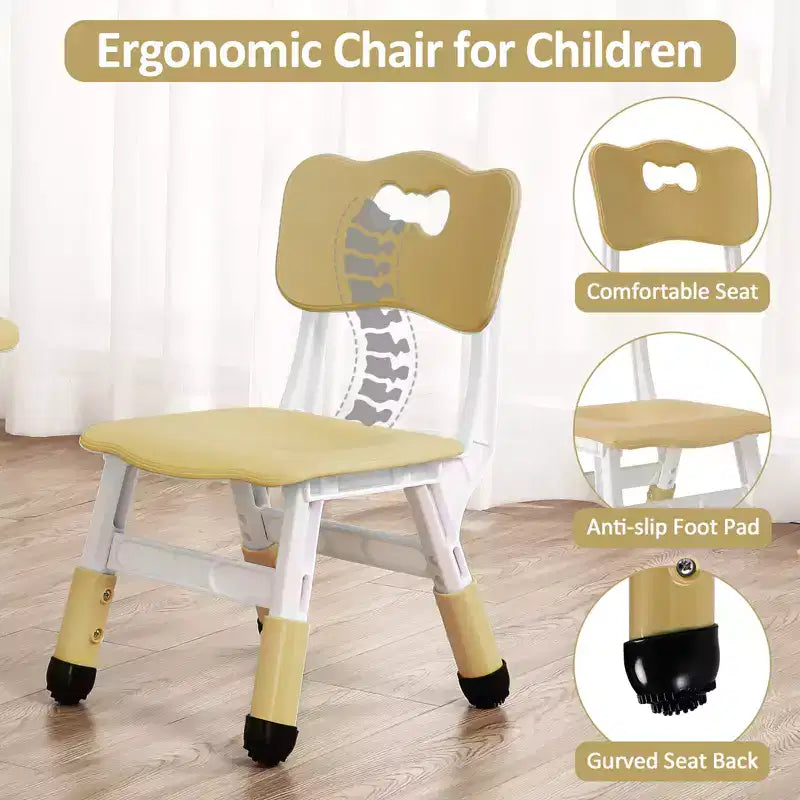 Ensemble Table et Chaises pour Enfants, Bureau Réglable en Hauteur pour Enfants de 2 à 10 Ans, Table d'Activités Manuelles, Pieds Antidérapants, pour Salles de Classe et Garderies