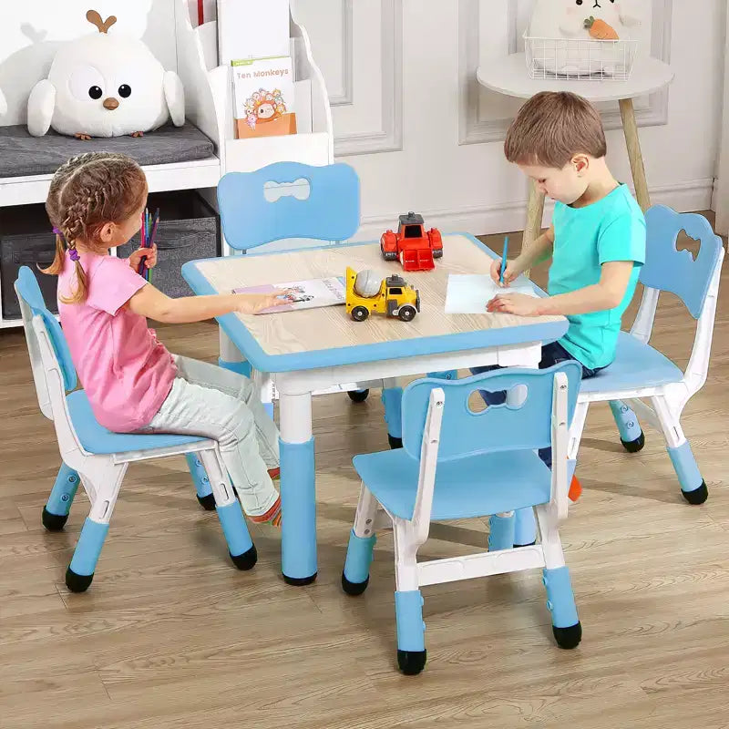 Ensemble Table et Chaises pour Enfants, Bureau Réglable en Hauteur pour Enfants de 2 à 10 Ans, Table d'Activités Manuelles, Pieds Antidérapants, pour Salles de Classe et Garderies