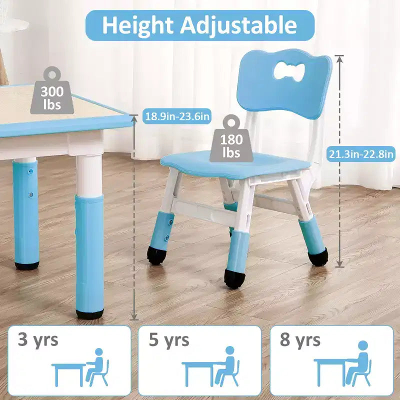 Ensemble Table et Chaises pour Enfants, Bureau Réglable en Hauteur pour Enfants de 2 à 10 Ans, Table d'Activités Manuelles, Pieds Antidérapants, pour Salles de Classe et Garderies