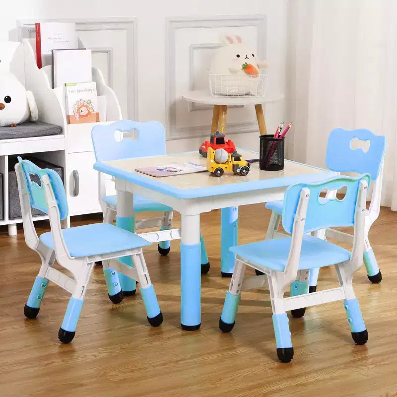 Kids Table and Chairs Set, Height Adjustable Desk for Ages 2-10, Arts & Crafts Table, Non-Slip Legs, for Classrooms Daycares