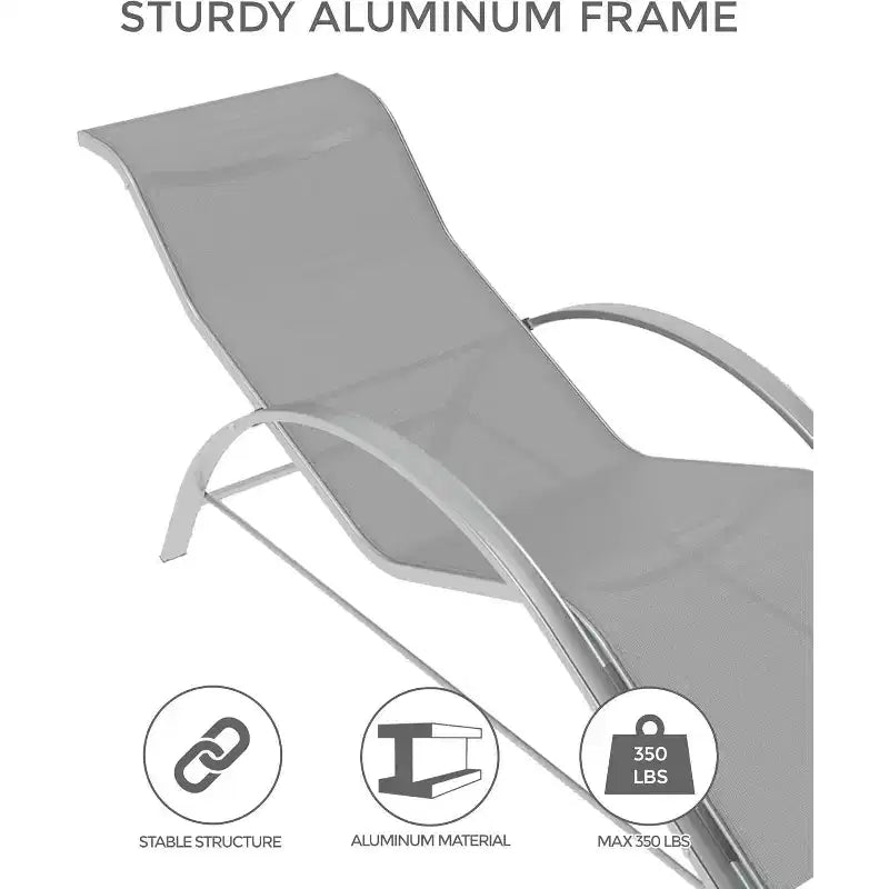 Ensemble de 3 chaises longues de patio, chaises longues d'extérieur pour piscine/plage avec accoudoirs et table d'appoint, pour le bord de la piscine, le jardin