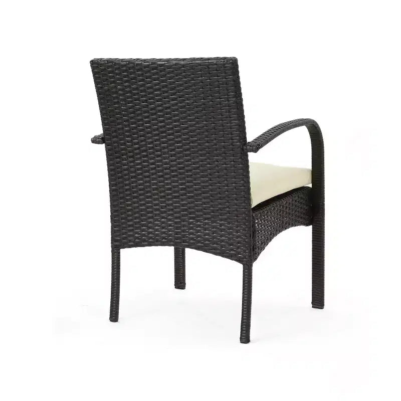Ensemble de salle à manger GDFStudio Kija d'extérieur 5 pièces en osier et verre trempé avec coussins