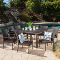 Christopher Knight Home Kama 9 Piece Outdoor Wicker Patio Dining Set with 64 Square Table and Stackable Chairs