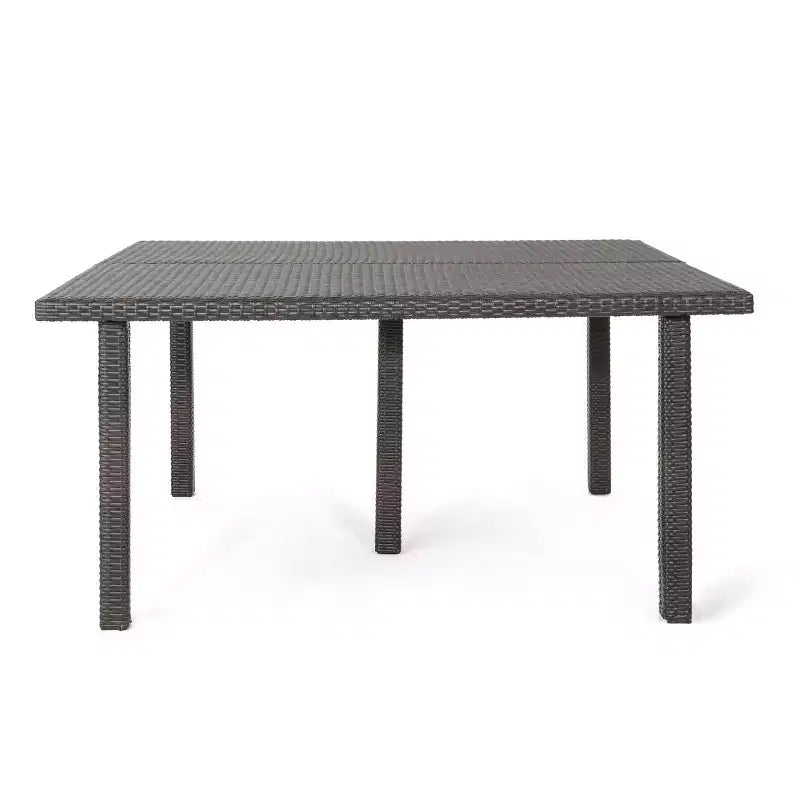 Christopher Knight Home Kama Ensemble de salle à manger d'extérieur 9 pièces en osier avec table carrée de 64 po et chaises empilables