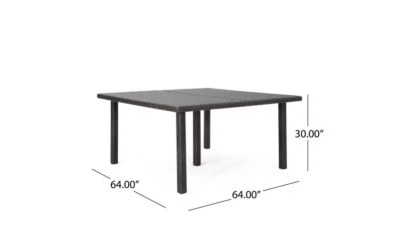 Christopher Knight Home Kama Ensemble de salle à manger d'extérieur 9 pièces en osier avec table carrée de 64 po et chaises empilables