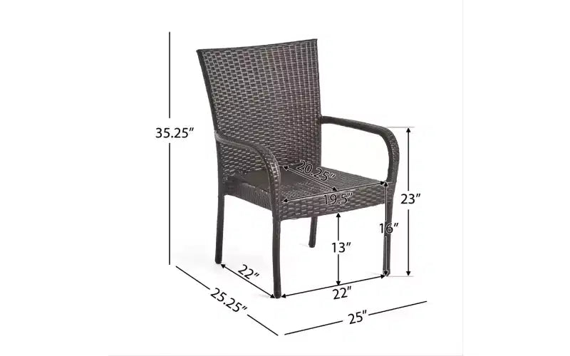 Christopher Knight Home Kama Ensemble de salle à manger d'extérieur 9 pièces en osier avec table carrée de 64 po et chaises empilables