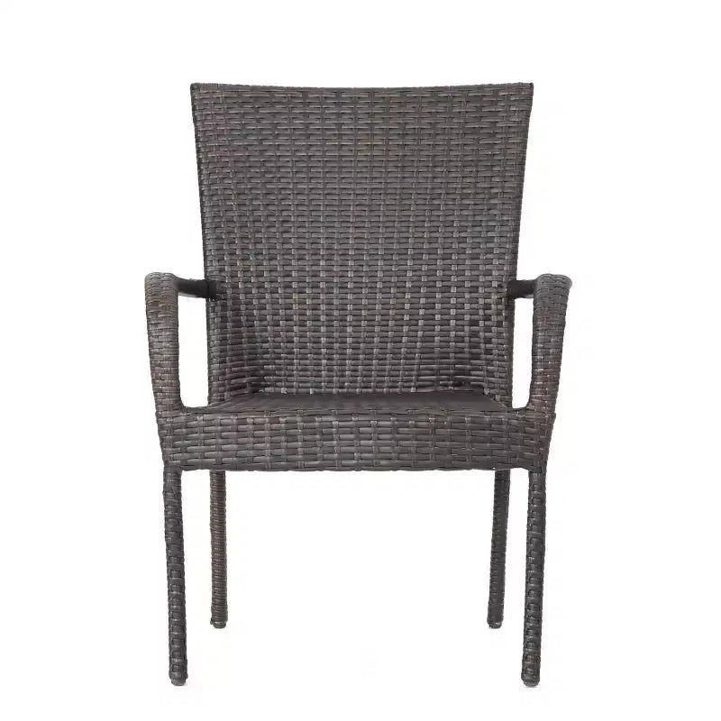 Christopher Knight Home Kama Ensemble de salle à manger d'extérieur 9 pièces en osier avec table carrée de 64 po et chaises empilables