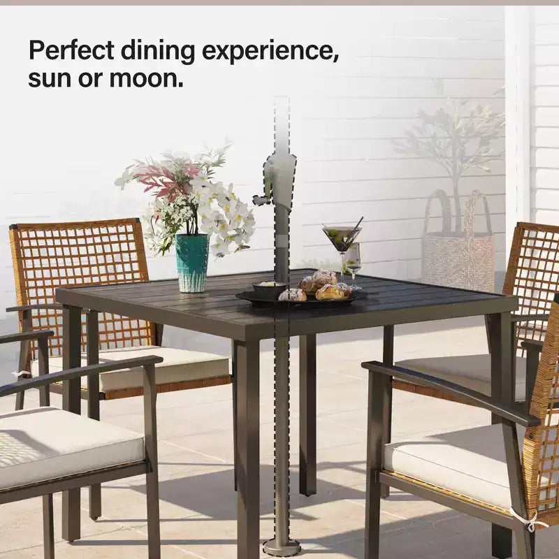 LAUSAINT HOME Ensemble de salle à manger d'extérieur en rotin 5 pièces Table et chaises d'extérieur en rotin pour jardin et piscine
