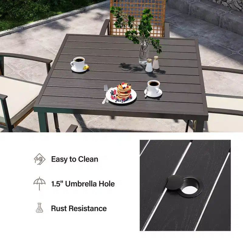 LAUSAINT HOME Ensemble de salle à manger d'extérieur en rotin 5 pièces Table et chaises d'extérieur en rotin pour jardin et piscine