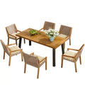 NAYSAYE Patio Dining Sets Outdoor Acacia Wood Table with Wicker Chairs and Cushions for Garden Patio Deck, Teak, 23.5*21.25*32