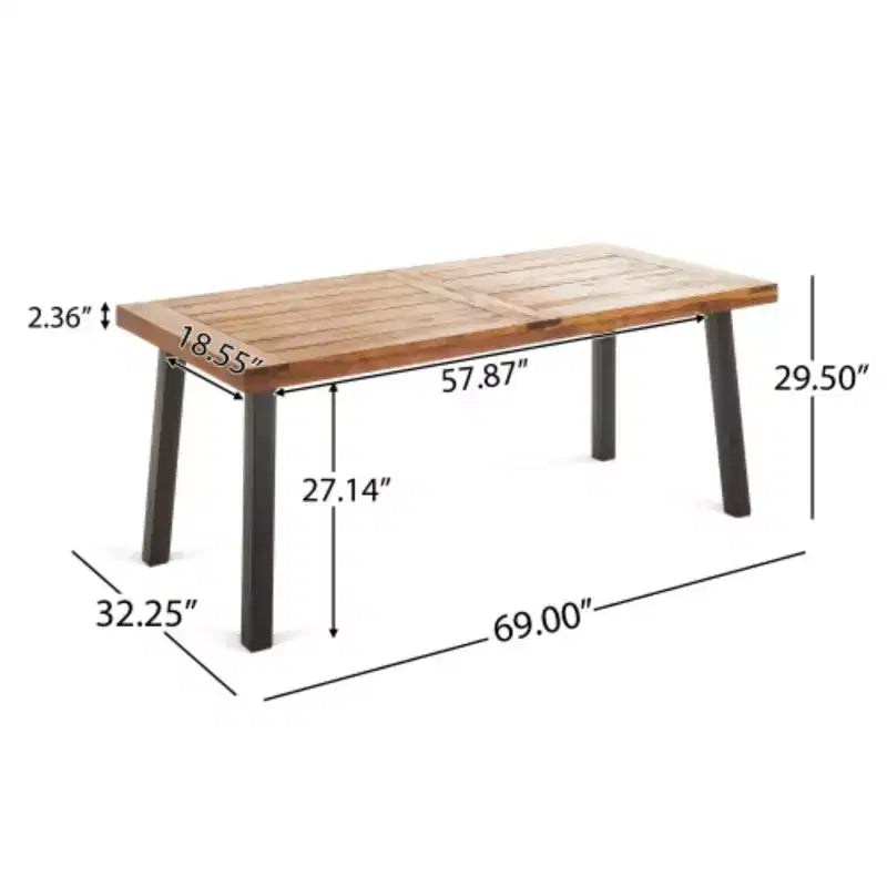 NAYSAYE Ensembles de Repas de Jardin Table Extérieure en Bois d'Acacia avec Chaises en Rotin et Coussins pour Jardin, Patio, Terrasse, Teck, 23.5*21.25*32