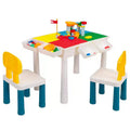 Sandinrayli Kid Activity Table Set w/2 Chairs & 100Pcs Lg Blocks, Compat w/Classic Blocks, Water/Sand & Building Block Table for Toddler (Primary)