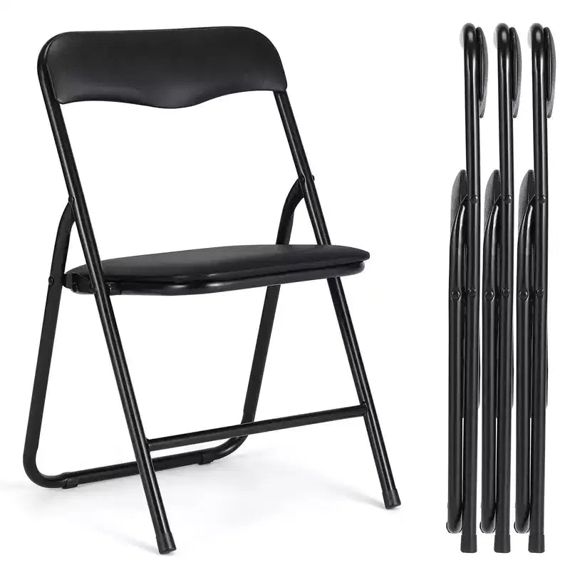 Chaises et table pliantes en métal, chaises pliantes rembourrées en cuir avec coussin confortable et cadre en acier durable, activité pour enfants rembourrée