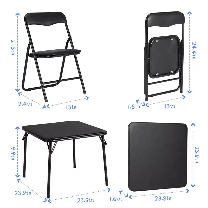 Chaises et table pliantes en métal, chaises pliantes rembourrées en cuir avec coussin confortable et cadre en acier durable, activité pour enfants rembourrée