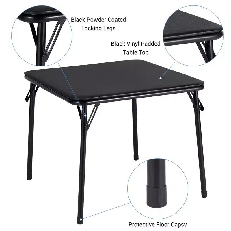 Chaises et table pliantes en métal, chaises pliantes rembourrées en cuir avec coussin confortable et cadre en acier durable, activité pour enfants rembourrée