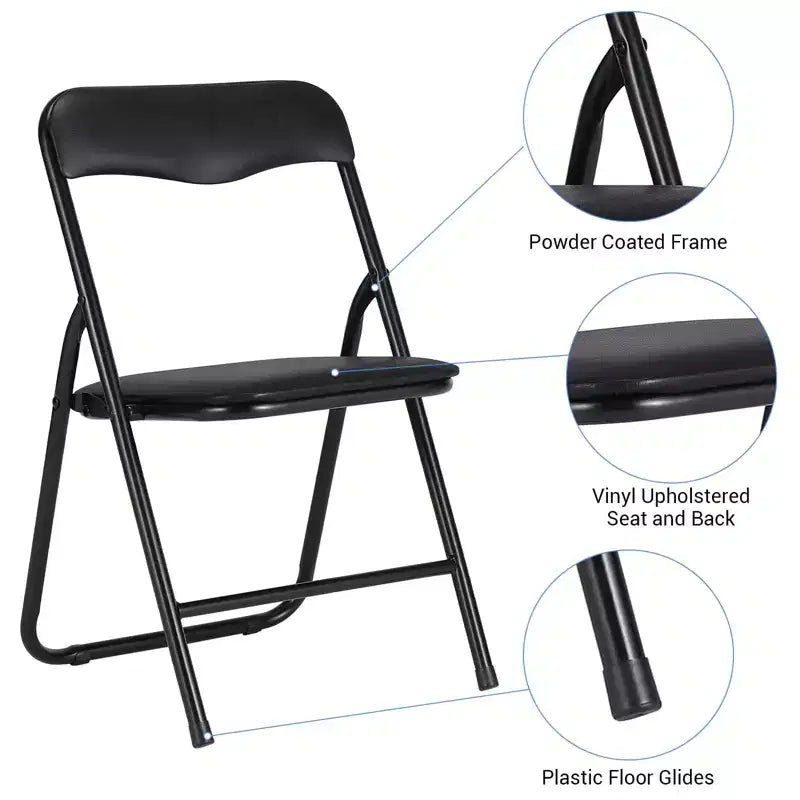 Chaises et table pliantes en métal, chaises pliantes rembourrées en cuir avec coussin confortable et cadre en acier durable, activité pour enfants rembourrée