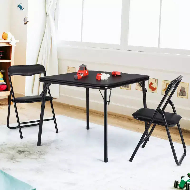 Chaises et table pliantes en métal, chaises pliantes rembourrées en cuir avec coussin confortable et cadre en acier durable, activité pour enfants rembourrée