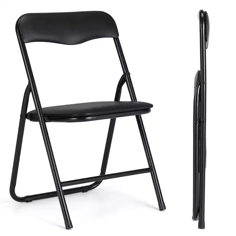 Chaises et table pliantes en métal, chaises pliantes rembourrées en cuir avec coussin confortable et cadre en acier durable, activité pour enfants rembourrée